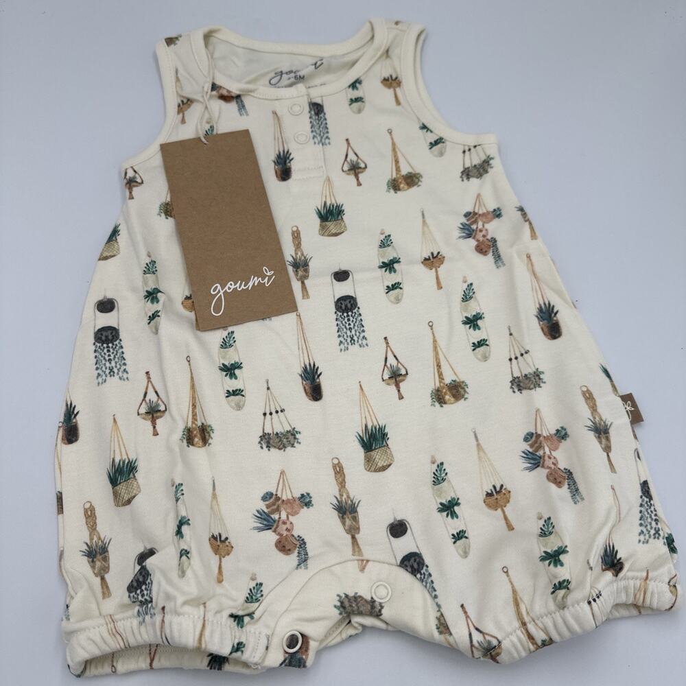 Goumi Kids Baby Romper Quick Change One Piece Size 6-12 Month Bamboo Macrame NEW